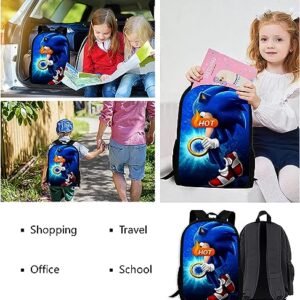HEUHFUWA Cartoon The HedgeHog Backpack, 3D Print Teens Boy Girl Unisex Bookbag for Gift,17 Inch Large Capacity Adjustable Bag (Quick 3)