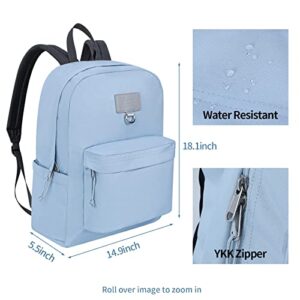 SIMTOP Travel Backpack Casual Daypack Backpacks, Lightweight Travel Backpack Durable Polyester Fabric for Work Travel, YKK Zipper Water Resistant Daypack. Light Blue Backpack