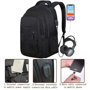 Lizbin Travel Laptop Backpack, Business Laptop Backpacks with USB Charging Port, Large Water Resistant Computer Bag for Men & Women, Fits 15.6 Inch Notebook (Black)