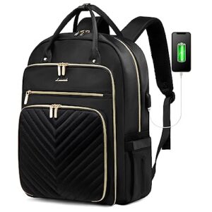 lovevook laptop backpack women teacher backpack,15.6 inch laptop bag with usb port,waterproof daypack for work travel,black