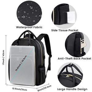 LOVEVOOK Laptop Backpack Women Teacher Backpack,15.6 Inch Laptop Bag with USB Port,Waterproof Daypack for Work Travel,Black