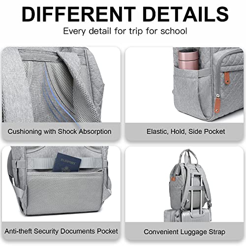 TIIOCTI Women's Laptop Backpack - 15.6" Compartment - Travel & Business Ready - Stylish Gray Design for Professionals