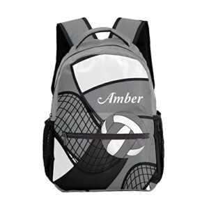 personalized sports volleyball grey with name text custom backpack for sport camping picnic