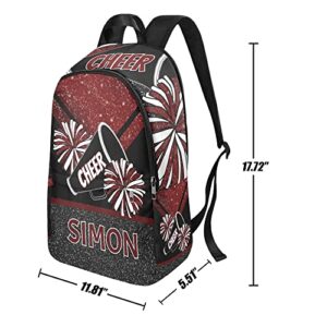 XOZOTY Red Bling Print Cheer Cheerleader Backpack Personalized Name Laptop Bag Travel Daypack for Kids Adult