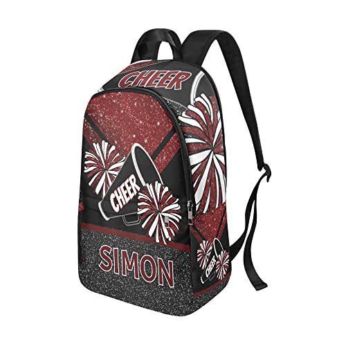 XOZOTY Red Bling Print Cheer Cheerleader Backpack Personalized Name Laptop Bag Travel Daypack for Kids Adult