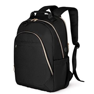 fasrom teacher laptop bag backpack for work women, 15.6 inch computer bag casual daypack with usb charging hole for travel, business and college, black (empty bag only)