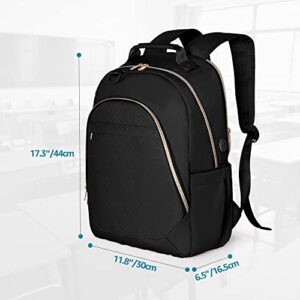 Fasrom Teacher Laptop Bag Backpack for Work Women, 15.6 Inch Computer Bag Casual Daypack with USB Charging Hole for Travel, Business and College, Black (Empty Bag Only)