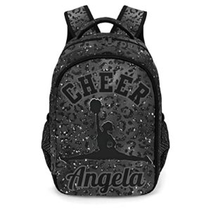 anneunique personalized cheerleader backpack casual bag daypack for women men camping hiking leopard bling print black cheer