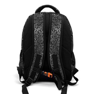 Anneunique Personalized Cheerleader Backpack Casual Bag Daypack for Women Men Camping Hiking Leopard Bling Print Black Cheer