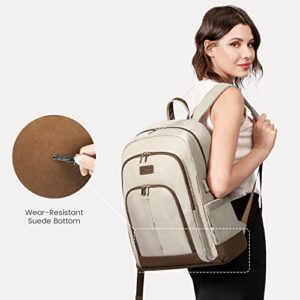 LOVEVOOK Large Travel Laptop Backpack Women,17.3 Inch Water Resistant Travel Backpack,Work Computer Back Pack for Business Daypack,Khaki