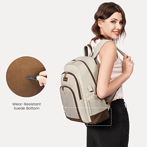 LOVEVOOK Travel Laptop Backpack Women,15.6 Inch Water Resistant Travel Backpack for Women,Work Computer Back Pack for College Business,Khaki