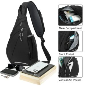 WEREWOLVES Sling Bag Crossbody Sling Backpack with USB Charging Port, Water Resistant Shoulder Bag Outdoor Travel Hiking Daypack Unisex Casual Daypack (Black)