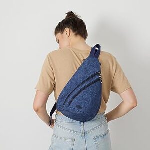 Sakroots On The Go Large Sling Backpack in Eco-Twill, Convertible Crossbody Bag, Royal Blue Seascape