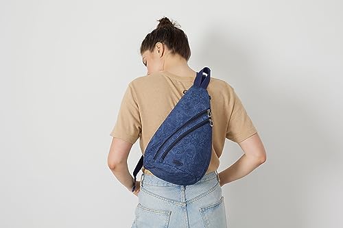 Sakroots On The Go Large Sling Backpack in Eco-Twill, Convertible Crossbody Bag, Royal Blue Seascape