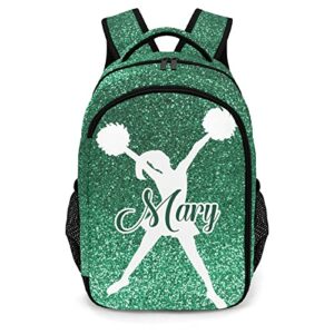 anneunique custom cheerleader backpack custom multifunctional waterproof laptop bag for travel gift green bling print simple cheer