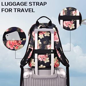 BAGNN 15.6'' Laptop Backpack for Women Travel Backpack for Women Backpack Purse for Women Work Backpack for Women Stitch Backpack With Charger College Backpack Waterproof Canvas Floral Backpack