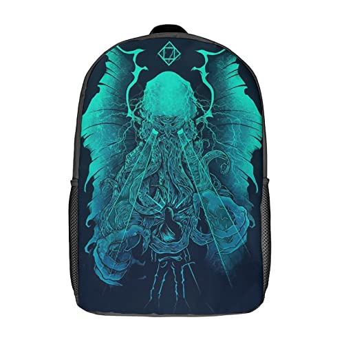 Cthulhu Printed Backpack 17 Inch Shoulders Daypack Large Capacity Laptop Bag for Men Women