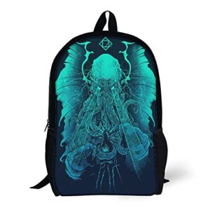 Cthulhu Printed Backpack 17 Inch Shoulders Daypack Large Capacity Laptop Bag for Men Women