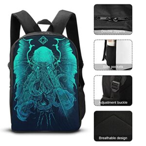 Cthulhu Printed Backpack 17 Inch Shoulders Daypack Large Capacity Laptop Bag for Men Women