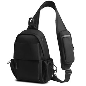 boxjinco crossbody sling backpack sling bag shoulder bag for men women, lightweight one strap backpack for hiking walking biking travel cycling (black)