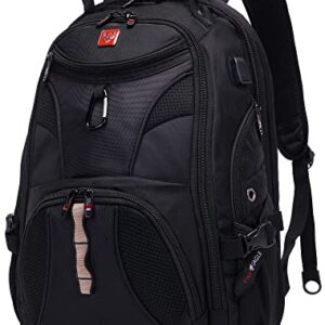 Swiss Eagle SmartScan Laptop Backpack with USB Port and Shoe Compartment designed to fit 17-inch Notebook, Black