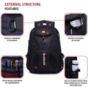 Swiss Eagle SmartScan Laptop Backpack with USB Port and Shoe Compartment designed to fit 17-inch Notebook, Black