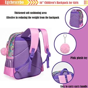 Egchescebo Kids Girls Travel School Teen Girl Preschool Kid Clear 3Pcs Unicorn Braid Backpack with Plush Lunch Box Bags Kids' Backpacks for School Elementary Teenage Gifts Trendy Stuff Toddler Pink