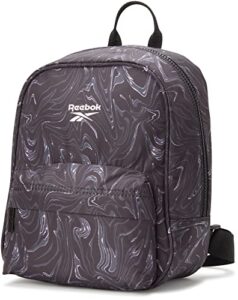 reebok women's backpack - heritage lightweight mini shoulder purse - travel gym bag, black abstract