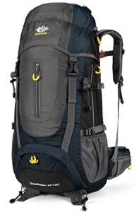 esup 70l hiking backpack camping backpack backpacking backpack, mountaineering backpack with 65l+5l rain cover (dark blue)