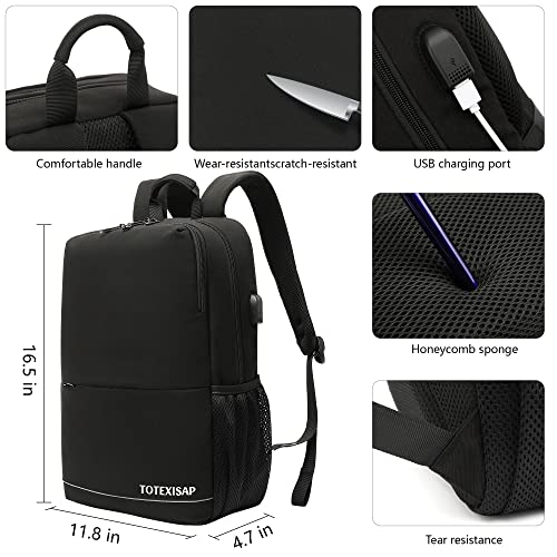 TOTEXISAP Business Travel Laptop Backpack for Men Women 15.6 Inch Laptop Slim Waterproof Backpack with USB Charging Port