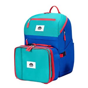 uninni color block (blue/green) 16'' kids backpack with insulated set for age 5+, lightweight, school and travel for boys and girls