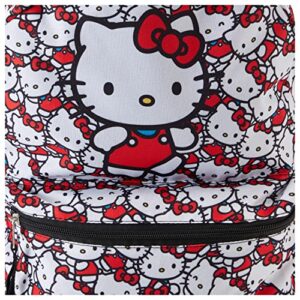 Hello Kitty Allover School Backpack - Hello Kitty Iconic Backpack - Officially Licensed Hello Kitty School Bookbag (White)