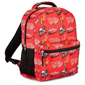 Cars Lightning McQueen Allover Backpack - Lightning McQueen, Mater, Doc Hudson Backpack - Officially Licenced Disney School Bookbag (Red)