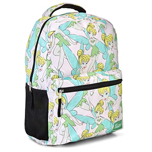 Disney Tinker Bell Allover Backpack - Tinker Bell Fairy Backpack - Officially Licenced Disney School Bookbag (White)