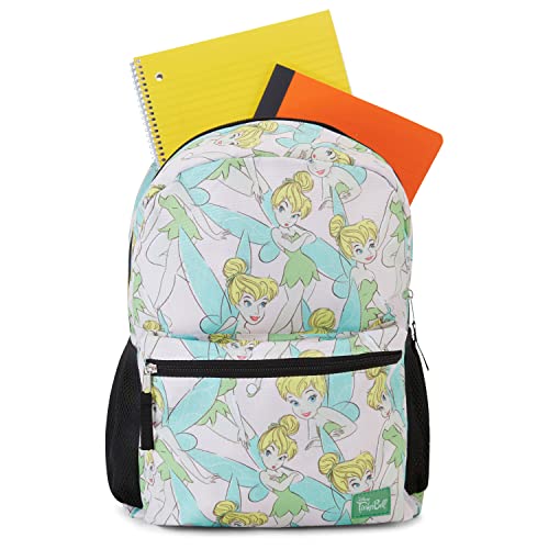 Disney Tinker Bell Allover Backpack - Tinker Bell Fairy Backpack - Officially Licenced Disney School Bookbag (White)