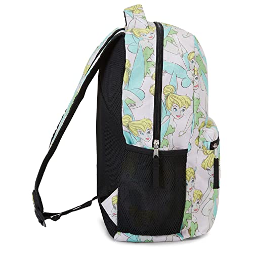 Disney Tinker Bell Allover Backpack - Tinker Bell Fairy Backpack - Officially Licenced Disney School Bookbag (White)