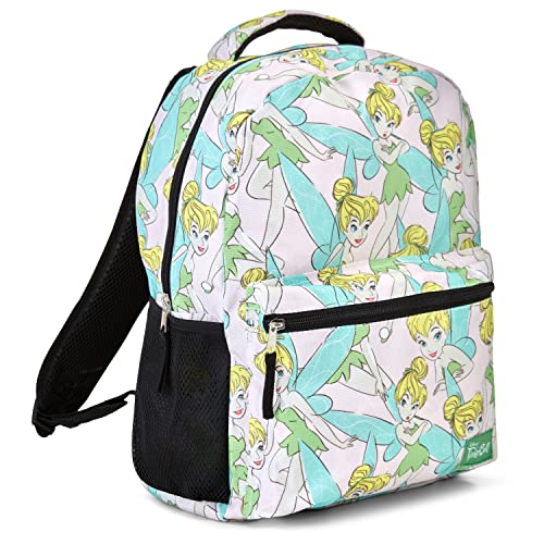 Disney Tinker Bell Allover Backpack - Tinker Bell Fairy Backpack - Officially Licenced Disney School Bookbag (White)