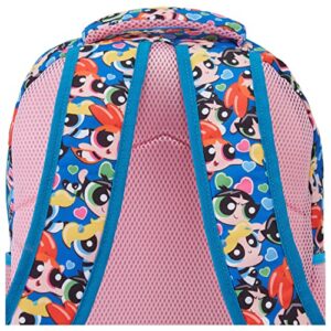 Powerpuff Girls Classic Allover Backpack - Mojo Jojo, Blossom, Bubbles and Buttercup - Officially Licensed Powerpuff Girls School Bookbag (Pink)