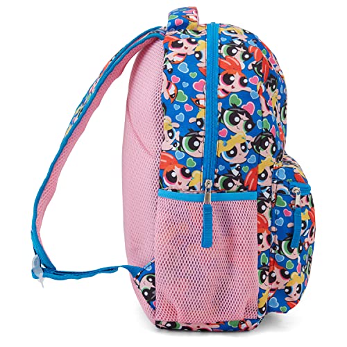 Powerpuff Girls Classic Allover Backpack - Mojo Jojo, Blossom, Bubbles and Buttercup - Officially Licensed Powerpuff Girls School Bookbag (Pink)