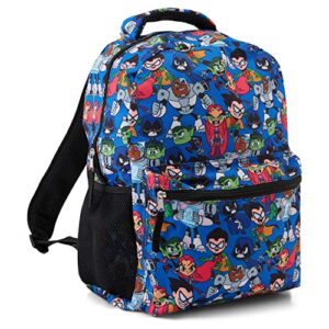 Teen Titans Go! Allover Backpack - Beast Boy, Raven, Cybord, Robin and Silkie - Teen Titans Go! School Bookbag (Blue)