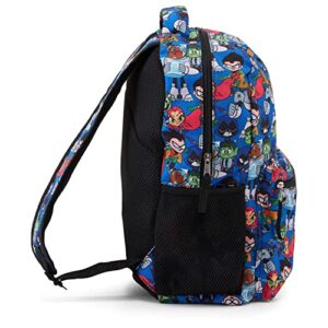 Teen Titans Go! Allover Backpack - Beast Boy, Raven, Cybord, Robin and Silkie - Teen Titans Go! School Bookbag (Blue)