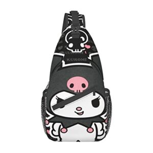 orpjxio crossbody bags kuromi anime my melody cross chest bag sling backpack for man & women adjustable shoulder bag for cycling camping hiking sports travel