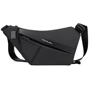 fenruien lightweight chest bag, expandable water resistant crossbody bag men, edc sling bag with usb port, black