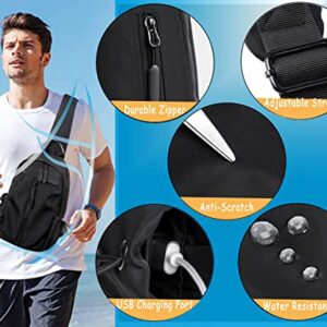 CAISANG Sling Bag Crossbody Backpack Shoulder Bag for Men Personal Pocket Bag Casual Daypack for Travel Hiking USB Charger Port-Nylon