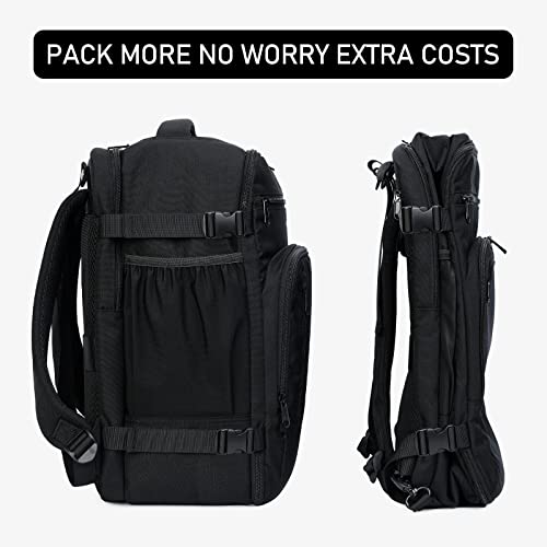 ECOHUB 16'' Travel Backpack For Women Men Airline Approved Personal Item Bag Essentials Laptop Casual Daypack Small Hiking Lightweight Waterproof Backpack, Black