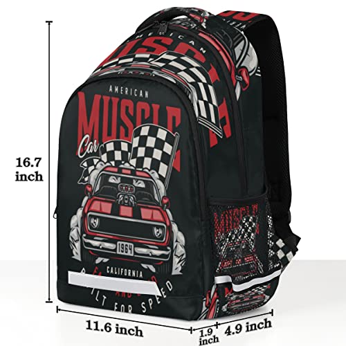 GzLeyigou Racing Car Retro Backpack for Boys Girls Kids Schoolbag Children School Bookbag,Women Men Casual Daypack Students College Bookbags Travel Bags