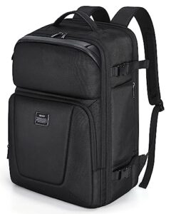 light flight mens travel backpack, 36.5l airline approved 17.3 inch laptop backpack for weekend trip, water-resistant weekender backpack for business, black