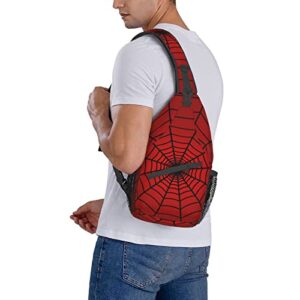 Red Spider Web Sling Bag Crossbody Travel Hiking Backpack Daypack for Women Men Unisex，Shoulder Chest Bags Cycling Gym One Size