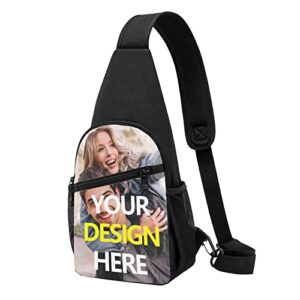 custom sling bag, personalized crossbody shoulder backpack with image text, customized walking cycling travel chest pack for men women