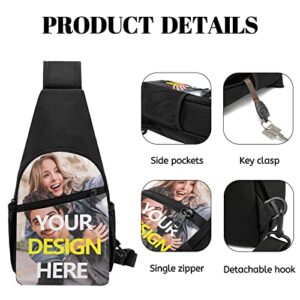 Custom Sling Bag, Personalized Crossbody Shoulder Backpack with Image Text, Customized Walking Cycling Travel Chest Pack for Men Women